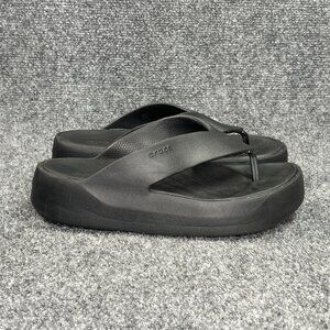 Crocs Getaway Platform Flip Flops Women's 6 Black Athletic Summer Beach Sandals